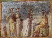 Wall painting from Herculaneum showing in highly impres sionistic style the bringing of offerings to Dionysus